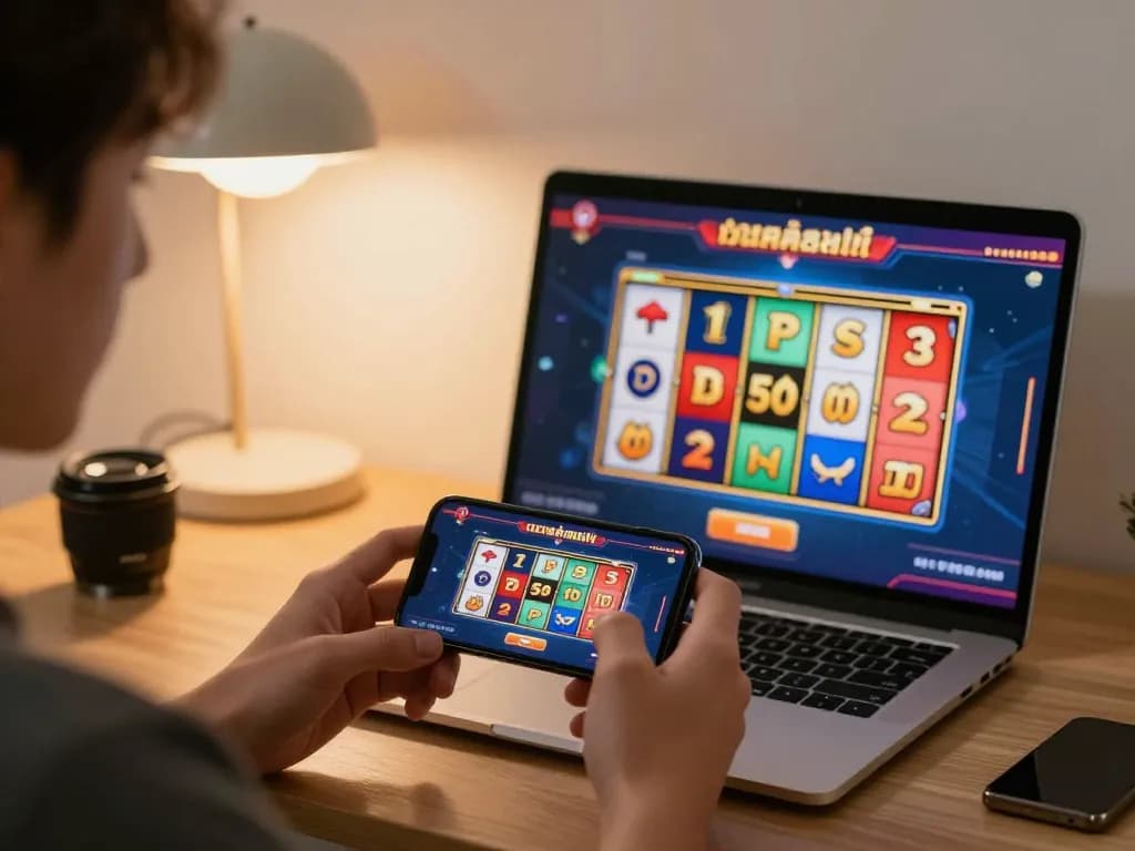 Player engaging with เว็บสล็อตตรง mobile gaming app showcasing exciting slot action and winnings