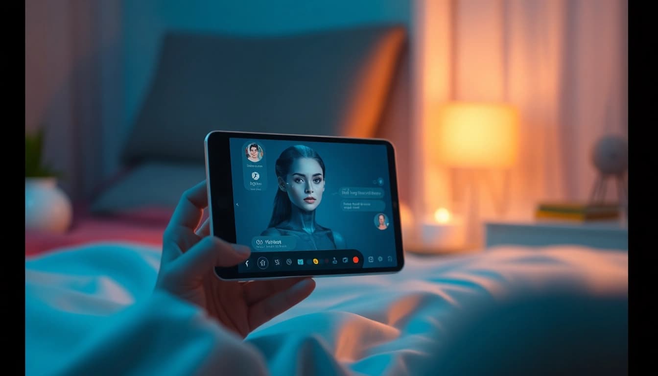 Engaging AI sex chat platform showcasing intimate interaction with AI character.