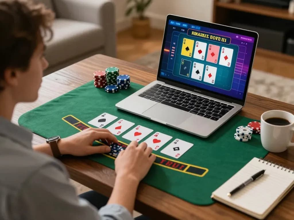 Engaging user experience on KK55 platform while playing online blackjack, showcasing strategy and comfort.