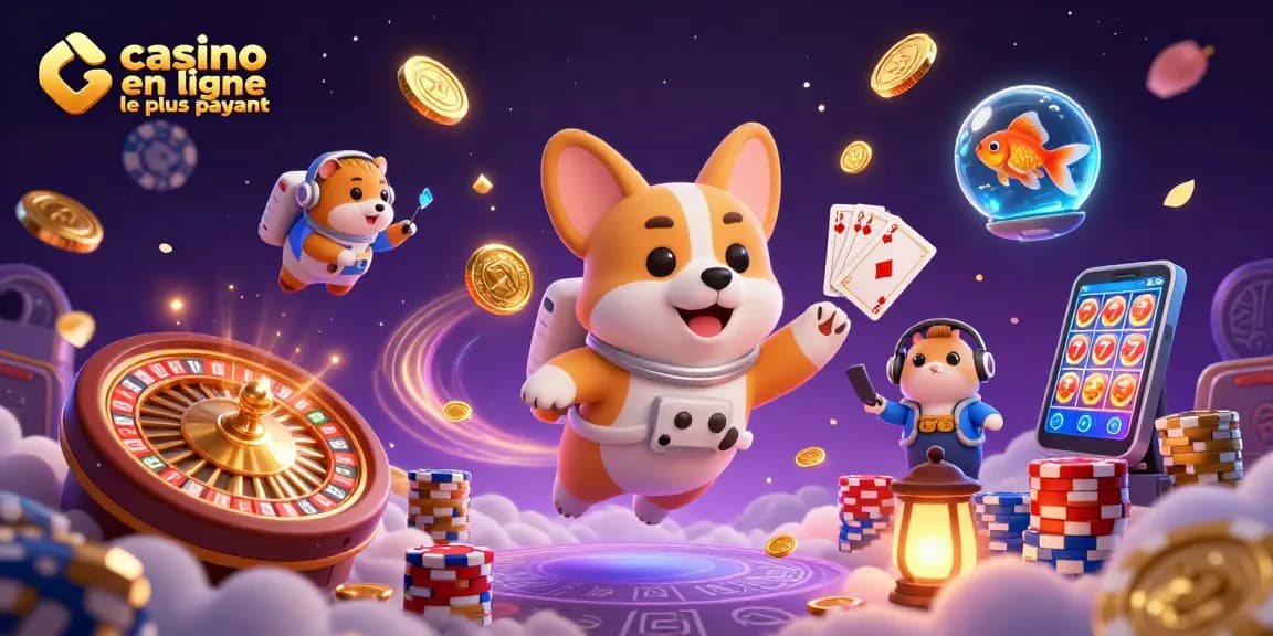 Casino en ligne le plus payant : aventure dans un casino spatial coloré avec un corgi astronaute.