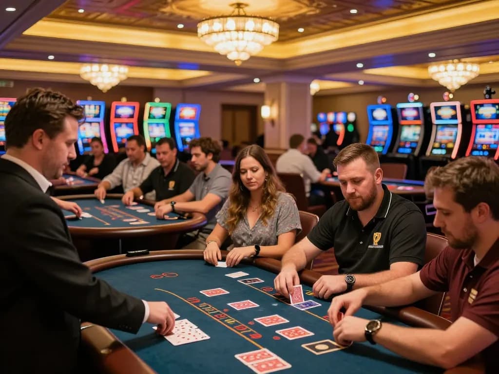 Players enjoying a thrilling blackjack experience at 888top casino, showcasing lively gameplay.