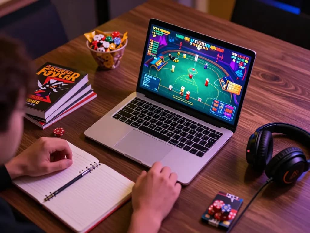 Kubet player strategizing during an intense online poker game, capturing gaming atmosphere.