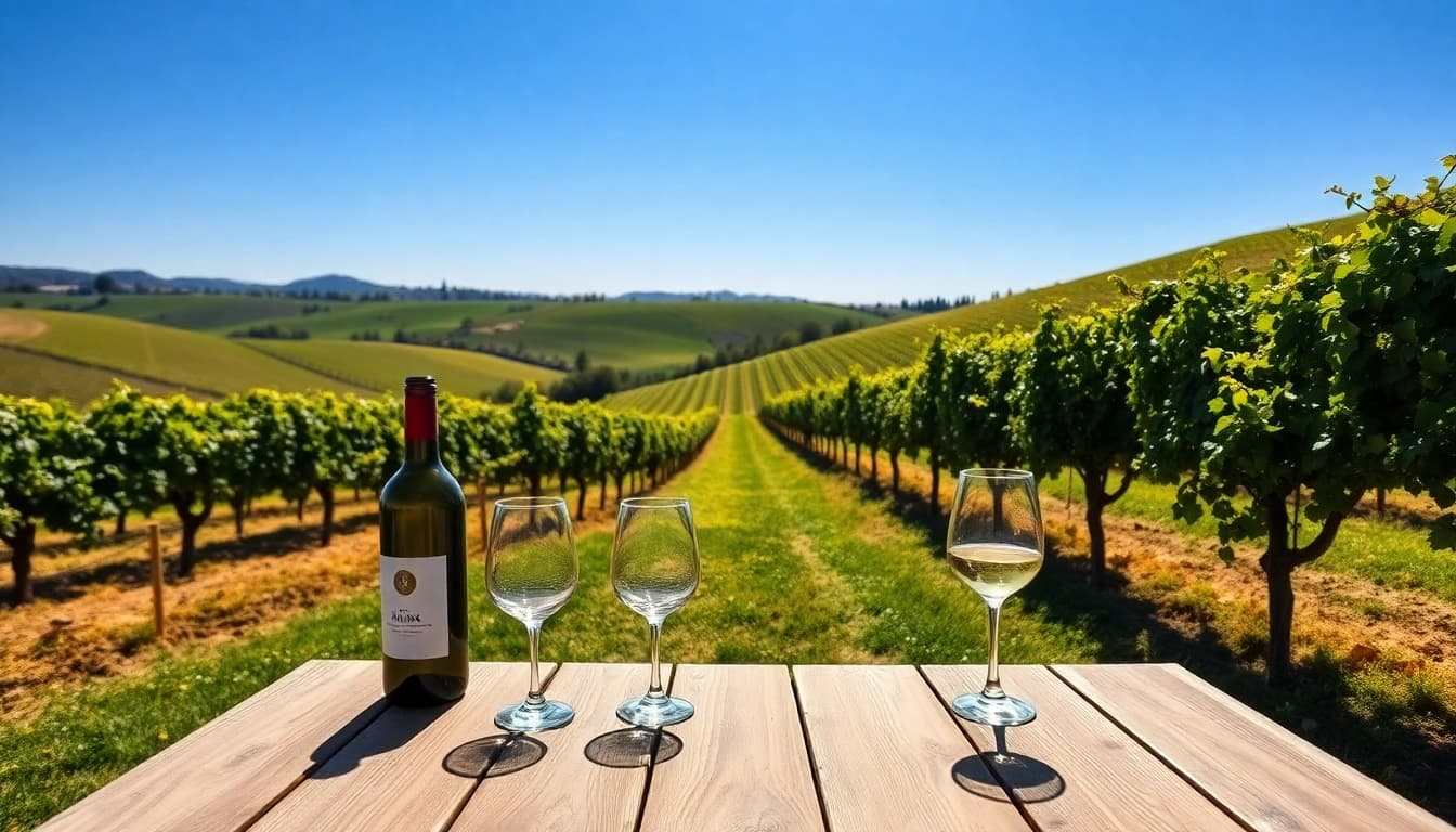Experience the beauty of Sacramento Wineries with a picturesque vineyard scene.