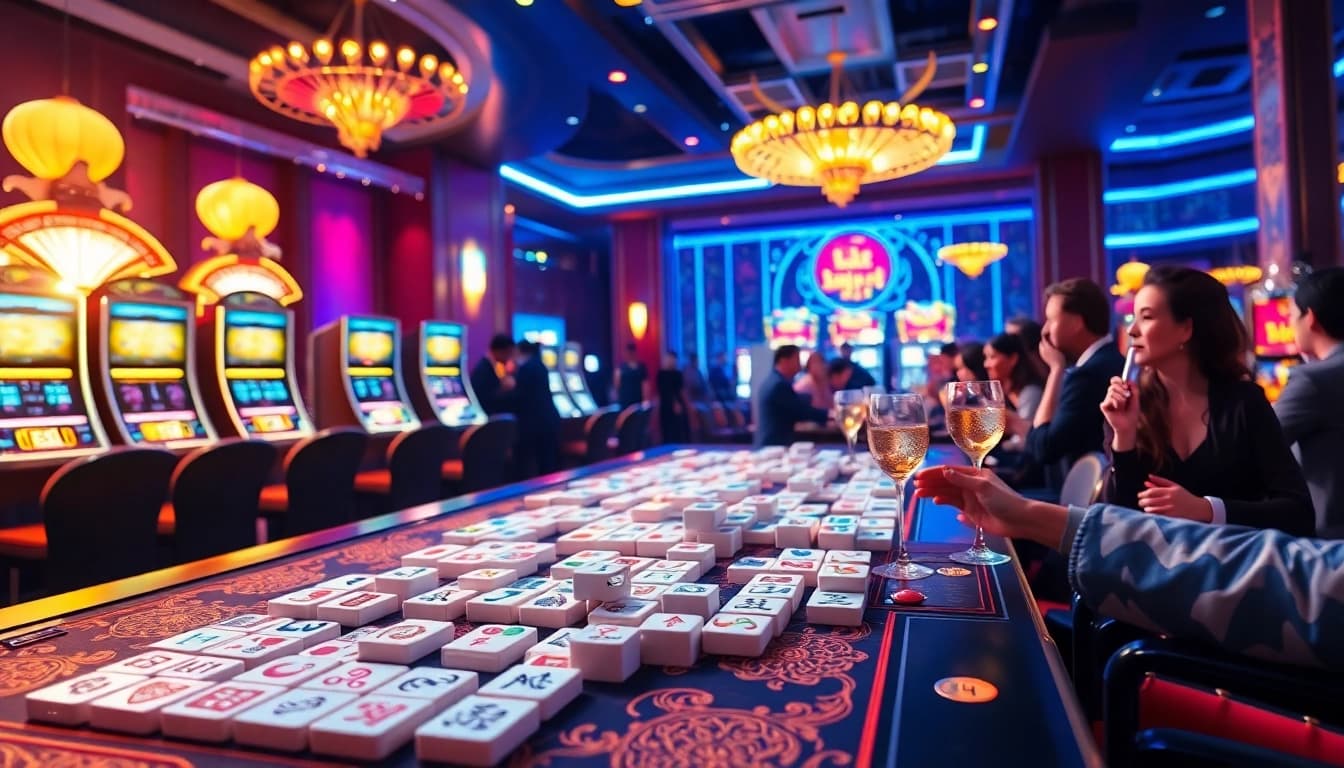 Experience the excitement of a mahjong slot demo in a luxurious casino atmosphere.