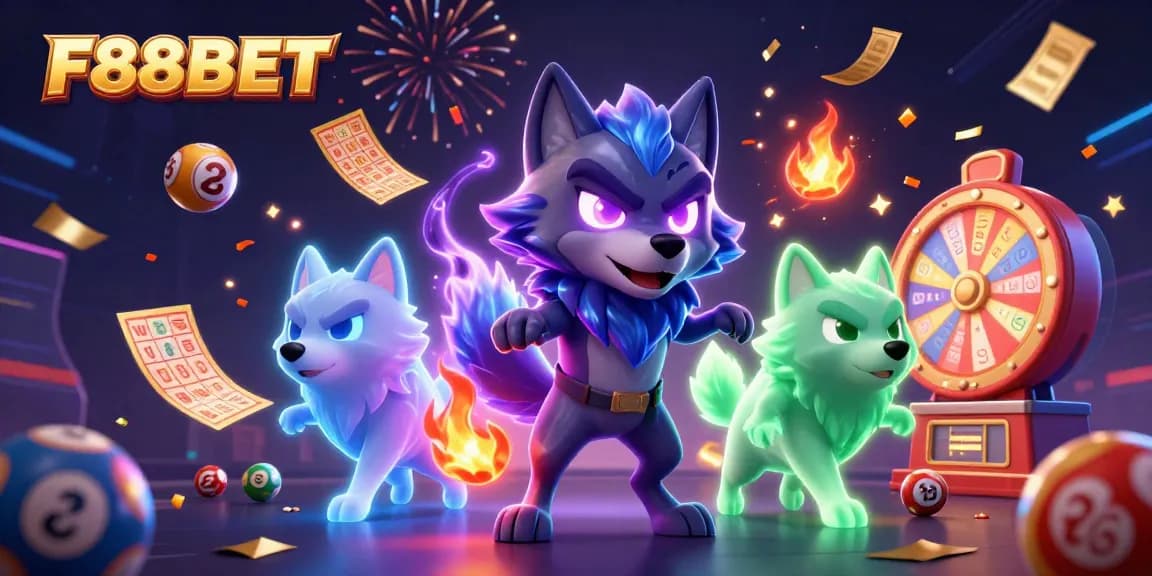 Spin to win big with F88BET in this lottery-themed gaming illustration!