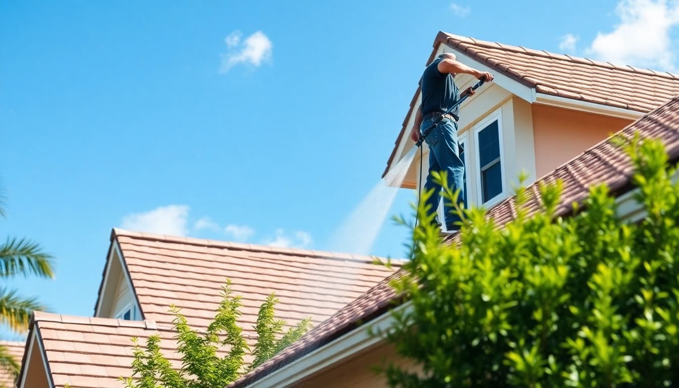 Roof cleaning in Kissimmee, showcasing a pristine roof after professional cleaning.