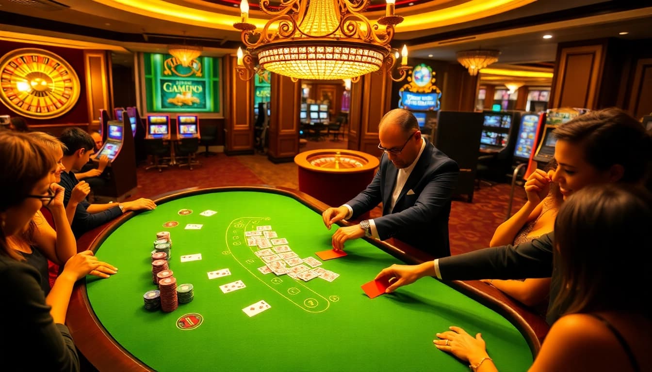 Découvrez l'excitation d'un site de casino en ligne avec des tables de jeux vibrantes et des joueurs engagés.