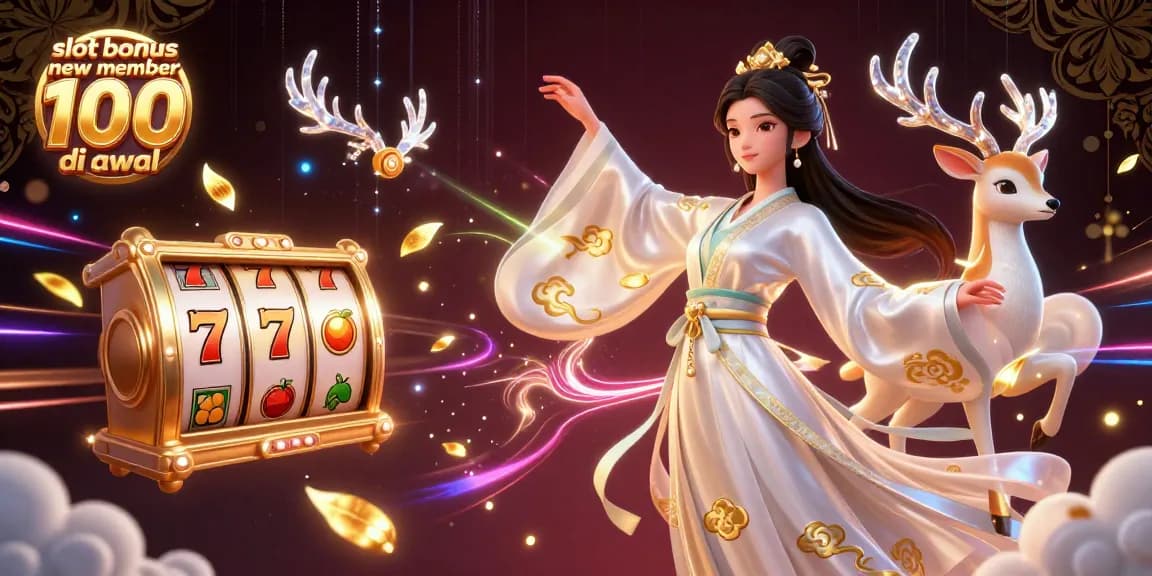 Spin to win with the exciting slot bonus new member 100 di awal at top online casinos, featuring vibrant game elements.