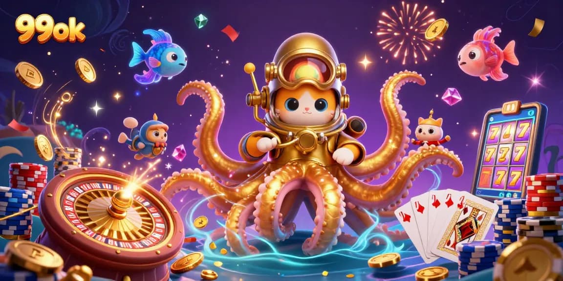 Experience thrilling casino games with 99ok's vibrant visuals and stunning 3D illustration.