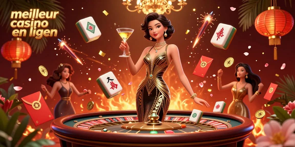 Découvrez l'excitation du jeu au meilleur casino en ligne avec des visuels élégants et des éléments festifs.