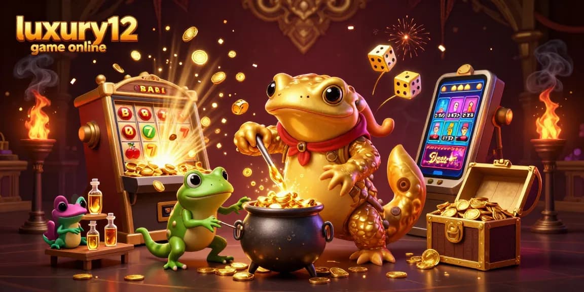 Experience the excitement of the luxury12 game online with a dynamic 3D illustration of a casino scene.