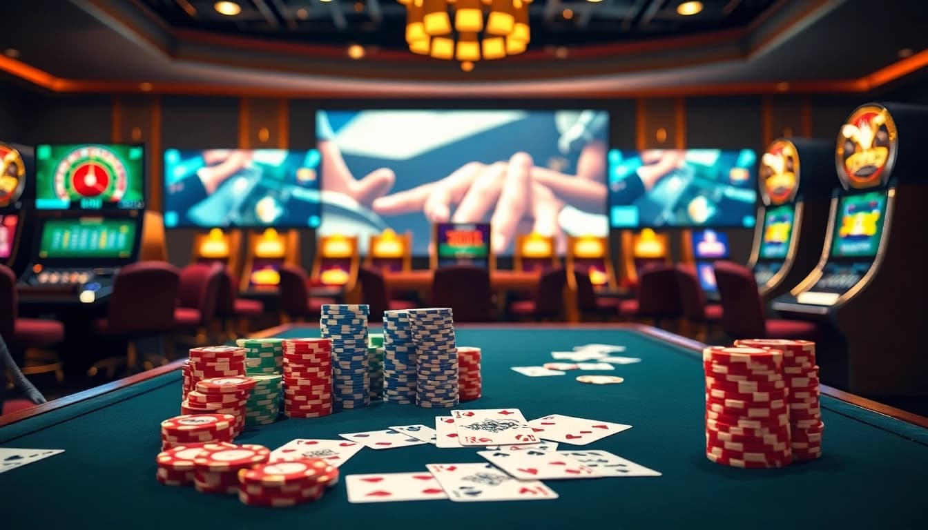 Participez à un jeu passionnant sur un site de casino en ligne avec des jetons de poker vibrants et des machines à sous dynamiques.