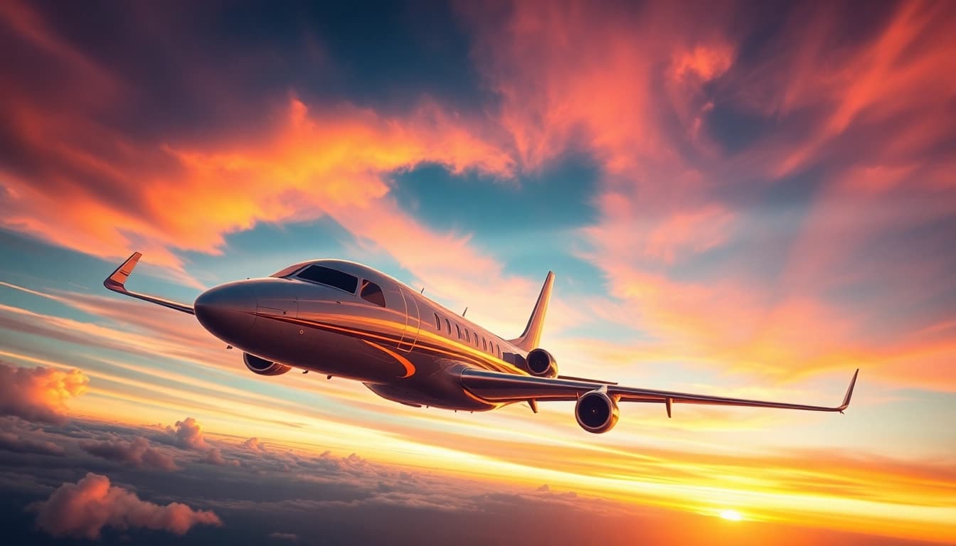 FLY88 aircraft soaring in a vibrant sunset sky, evoking adventure and travel.