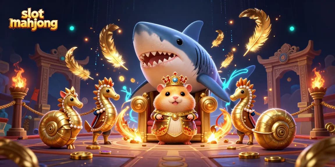 Spin to win at slot mahjong with a regal hamster king and striking casino elements!
