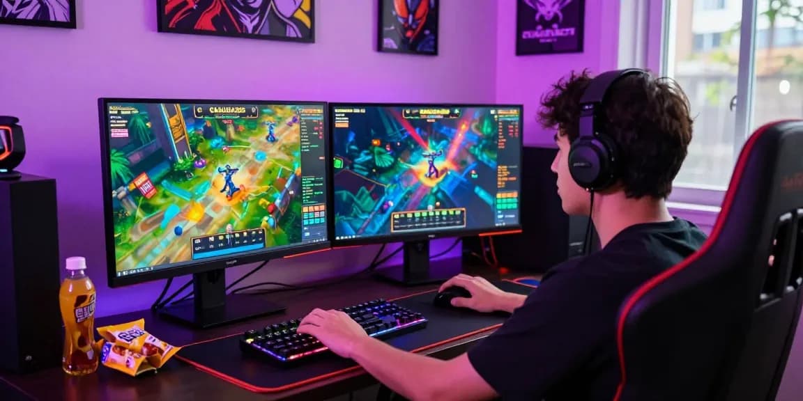 Player enjoying an immersive gaming experience on GARUDA303 with vibrant displays and stylish setup.