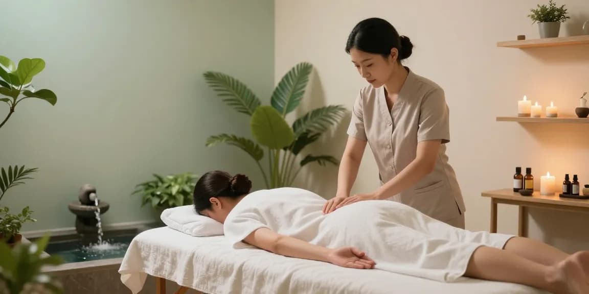 Relaxing 1인샵 massage therapy session in a calm spa setting with soothing lighting and essential oils.