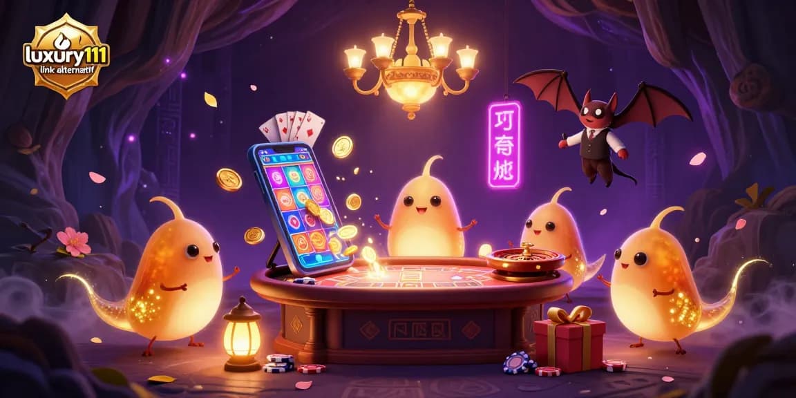 A team of glowworms creating a vibrant atmosphere at luxury111 link alternatif casino, lighting up the gaming scene with energy.