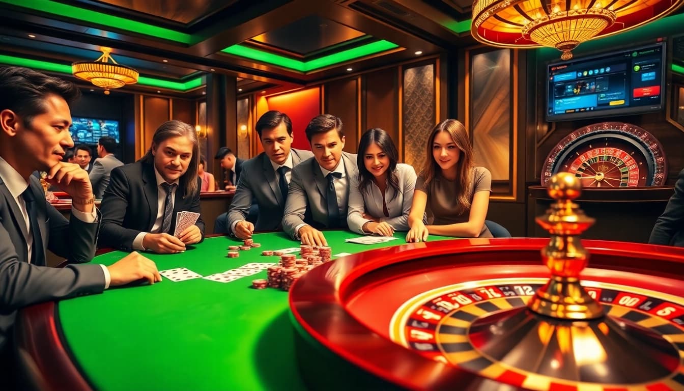 Experience thrilling gameplay at https://hello88k.blog with poker chips and casino tables in an elegant setting.