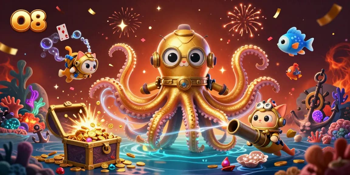 Experience the thrilling aquatic adventure at O8 with dynamic characters and gaming elements.