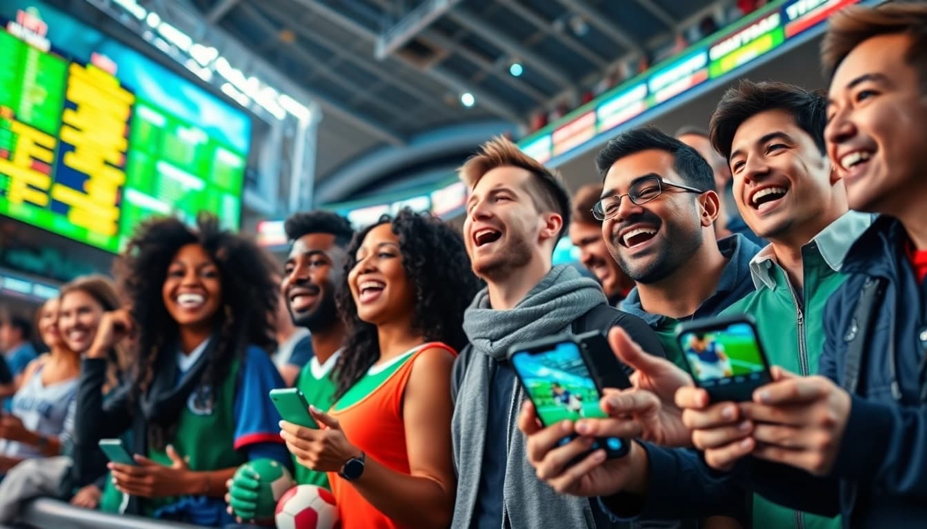 Engaging scene showcasing the best sportsbooks in Mexico with diverse fans and thrilling betting atmosphere.