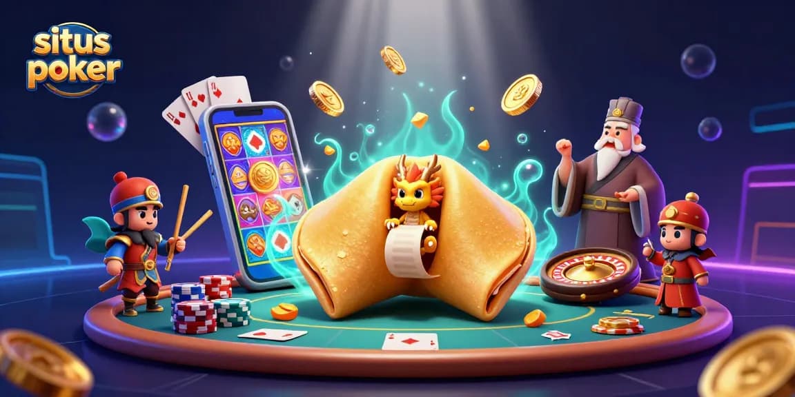 Engaging situs poker scene with dynamic characters, casino elements, and vibrant colors.