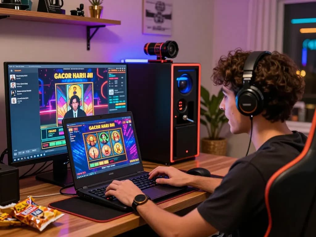 Exciting online slot gacor hari ini gaming scene with vibrant atmosphere.