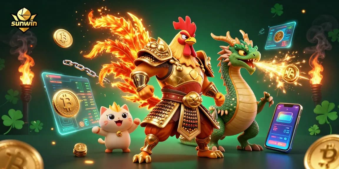 Experience the excitement at Sunwin with dynamic characters and vibrant casino elements