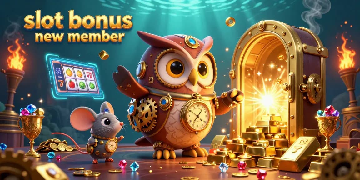 Experience the thrill of slot bonus new member highlights in this vibrant 3D casino scene.