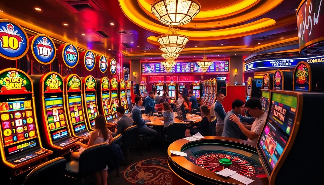Players winning on exciting s8 slot machines in a vibrant casino atmosphere.