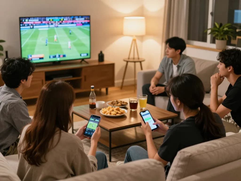 Friends enjoying sports betting at home using Canada online casinos reddit strategies for better odds