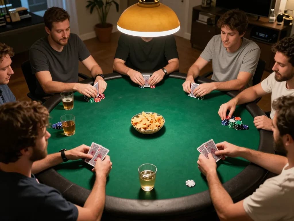 Exciting poker night with friends at home, showcasing gameplay and the engaging experience of 123b.