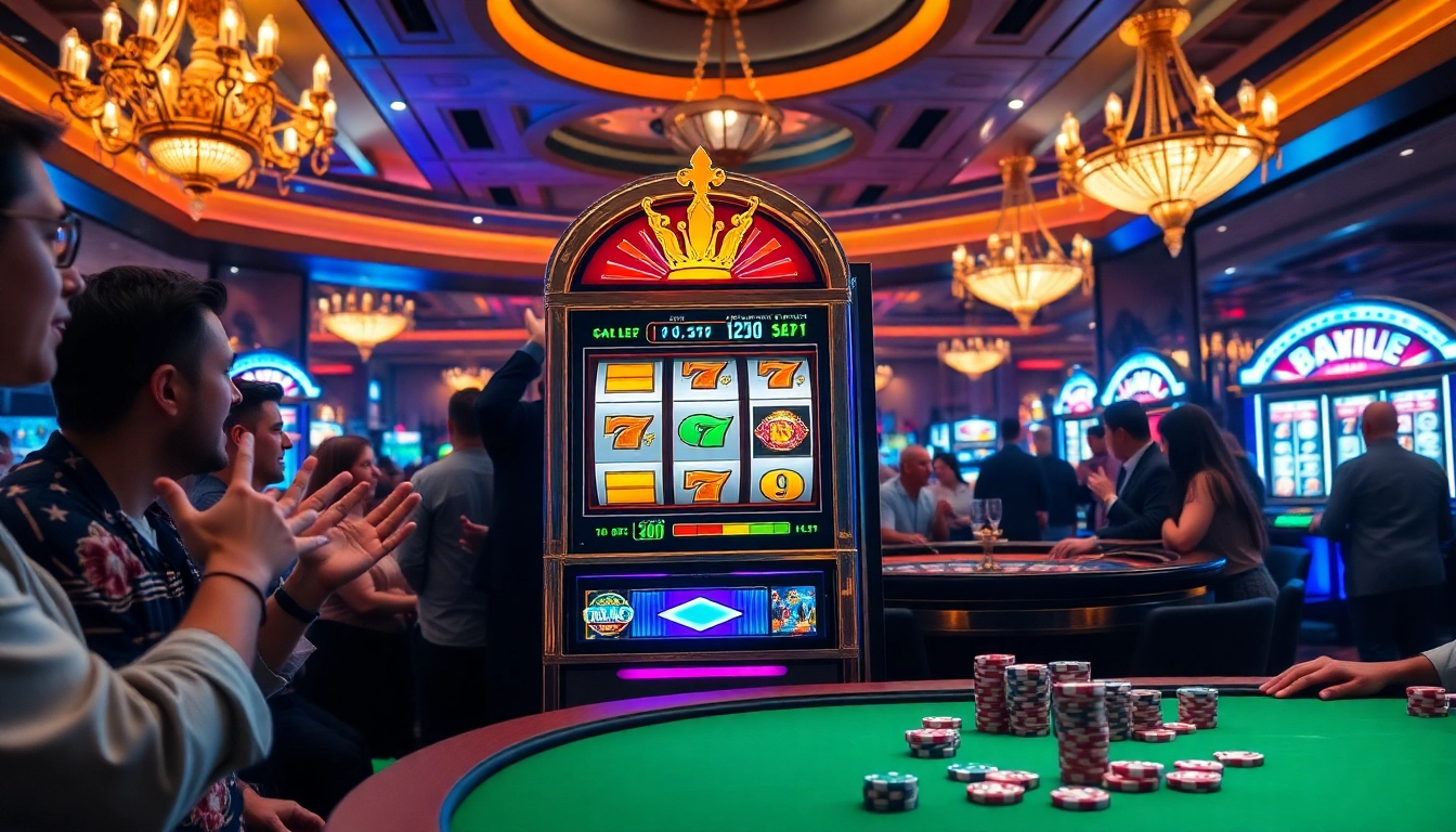 Players engaging with a vibrant PG Slot machine in an exciting casino setting.