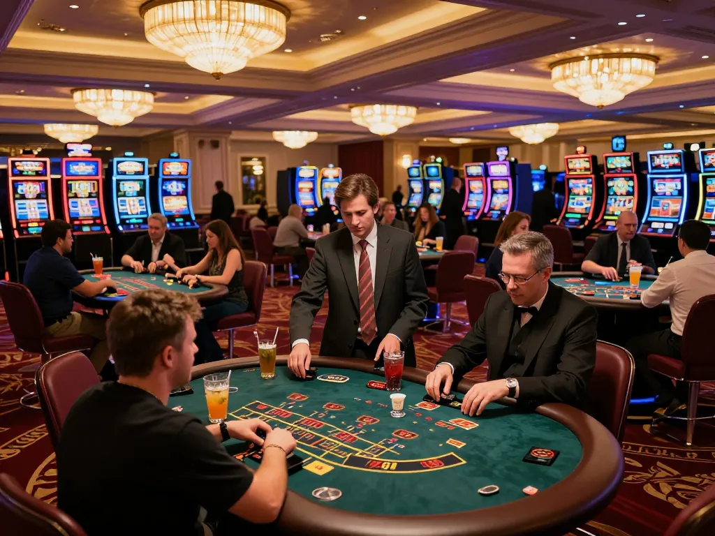 Migliori casino europei online showcasing players engaged in strategic poker gameplay on a vibrant casino floor.