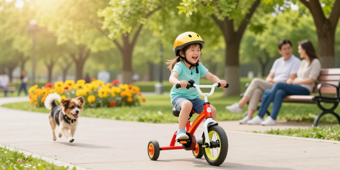 Best kids tricycles providing fun ride in the park with joyful child and vibrant colors.