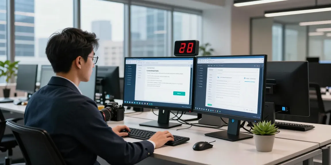 Professional security inspection at https://shs-dome5.com/ office with monitors and modern workspace.