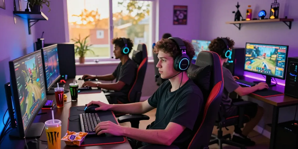 Dynamic gaming scene with players engaged in digital entertainment on garuda303 platforms, showcasing immersive experience and vibrant atmosphere.