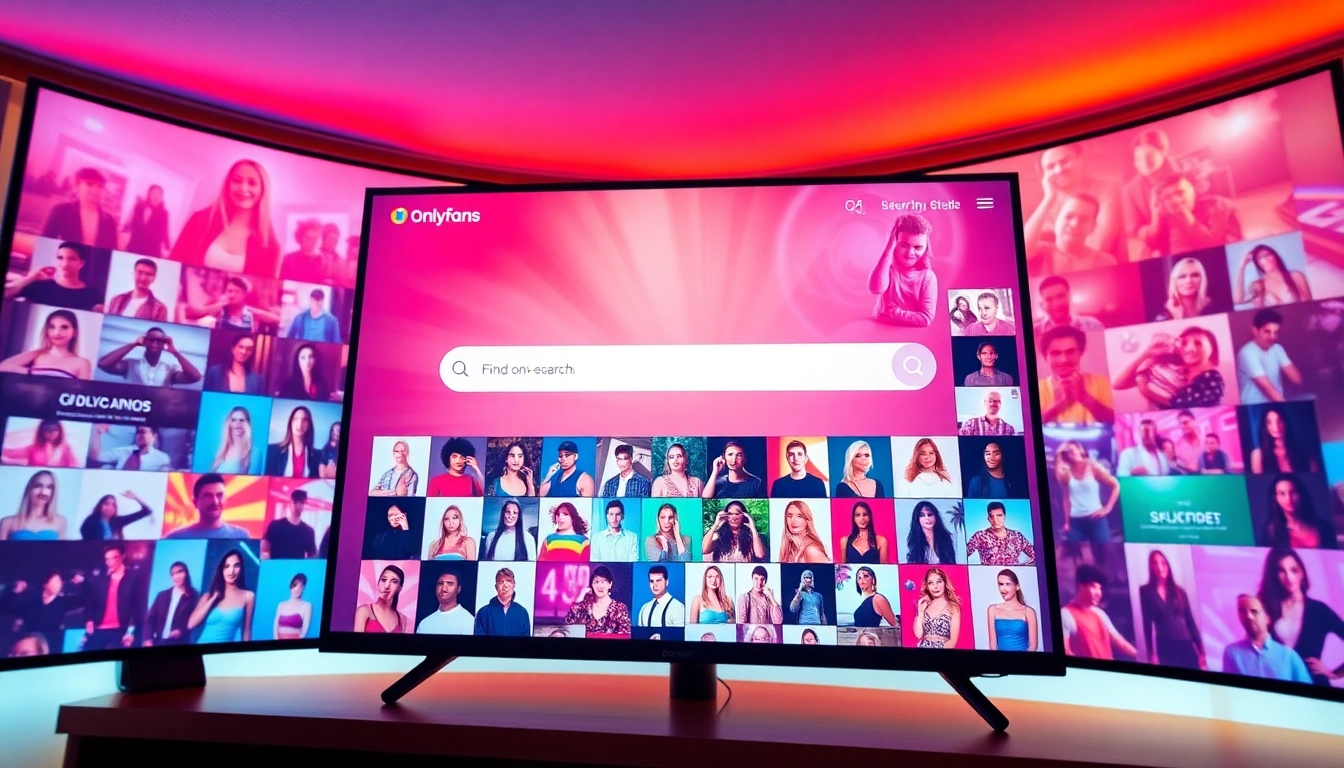 Find OnlyFans creators with an engaging search interface showcasing diverse profiles and vibrant colors.