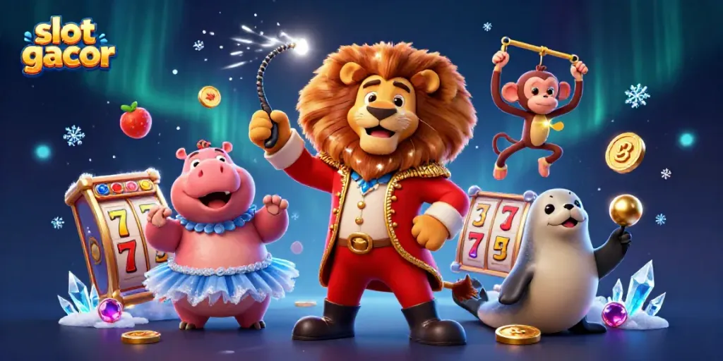 Experience the thrill of slot gacor with vibrant 3D characters and dynamic slot elements in vivid illustration.