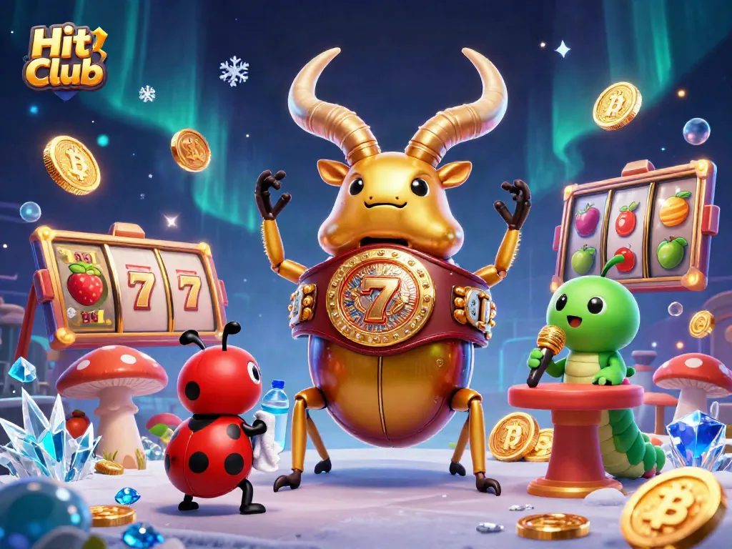 Engage with the Hit Club scene featuring vibrant cartoon elements and exciting slot game visuals.