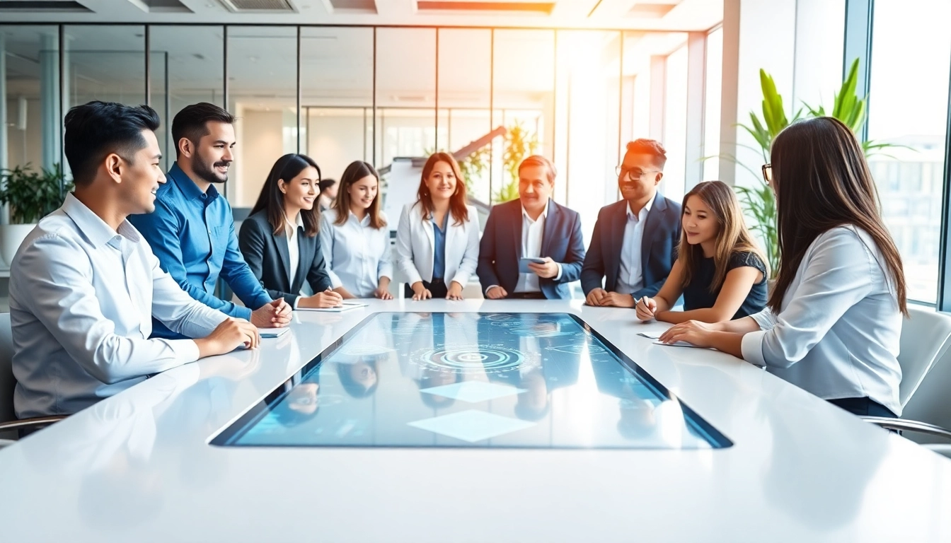 Engaging scene of an ai assistant for enterprise teams enhancing collaboration in a modern office.