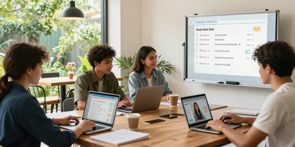 Exciting online learning with diverse students engaged in Situs toto language course.