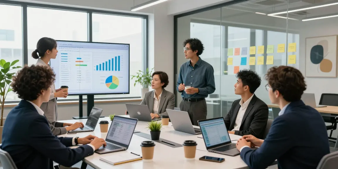 Dynamic business professionals collaborating on analytics strategies at https://forumup.org/shop/search.php?ca_id=&addr1=&addr2=&addr3=&schKeyword= in a modern office setting.