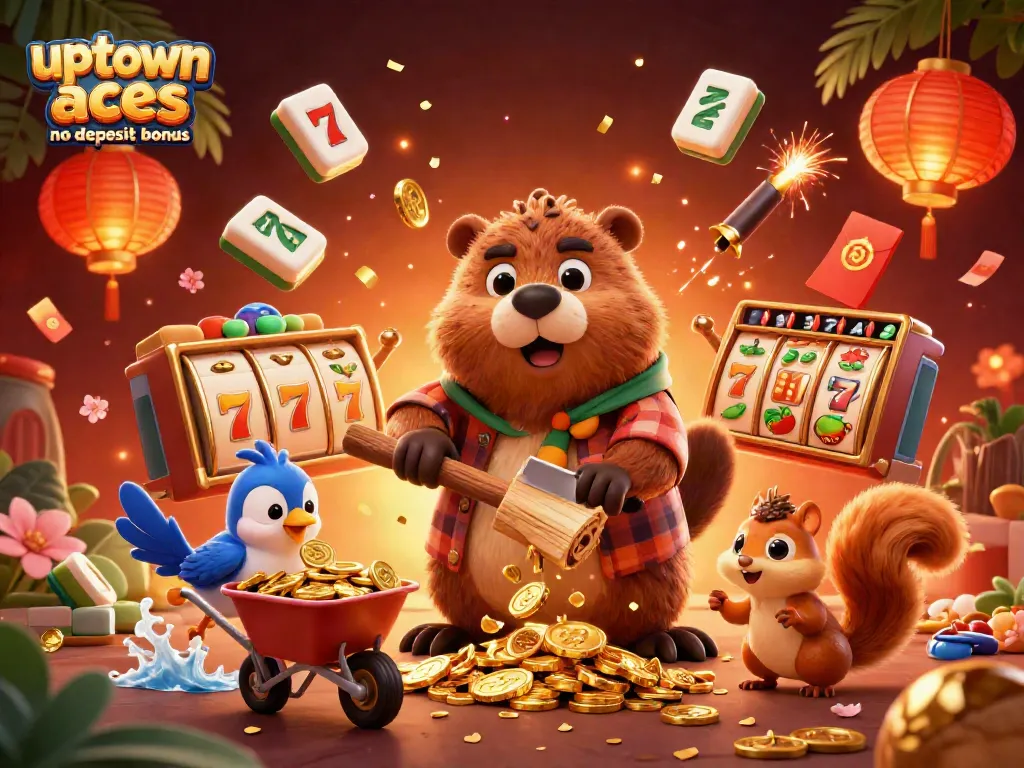 Experience the excitement of the uptown aces no deposit bonus with a vibrant casino-themed illustration