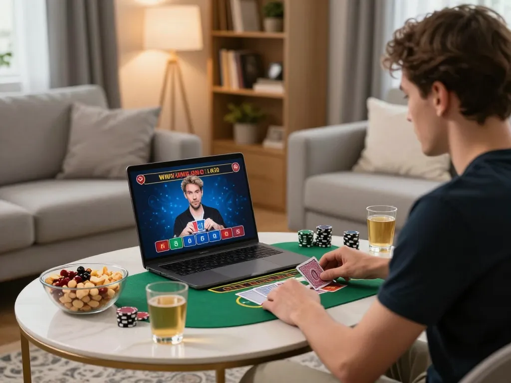 Engaging in a live dealer blackjack game on c168 com from the comfort of home.