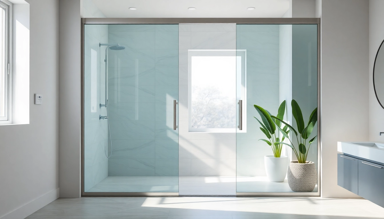 Elegant sliding shower doors transforming a modern bathroom space for seamless functionality.