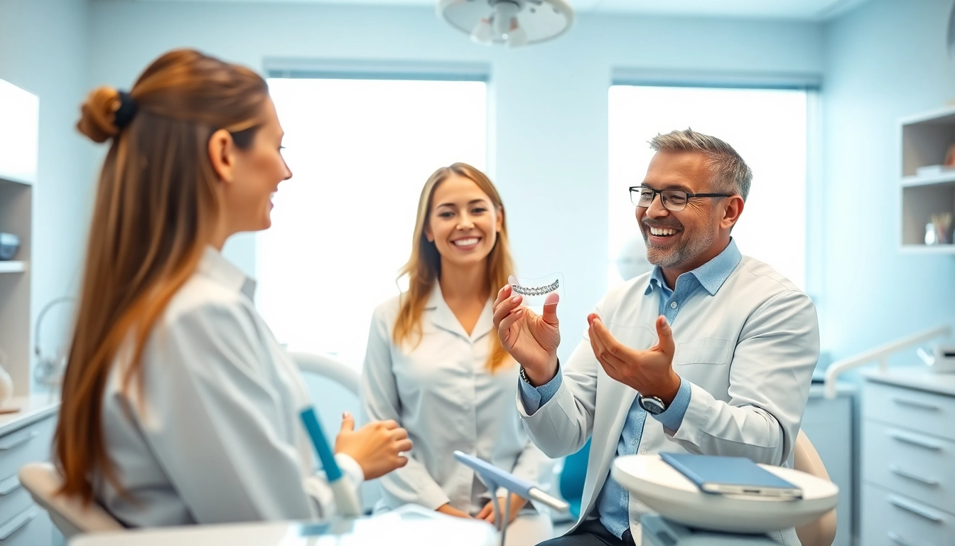 Consultation with a north edmonton orthodontist showcasing braces and Invisalign options in a modern dental office.