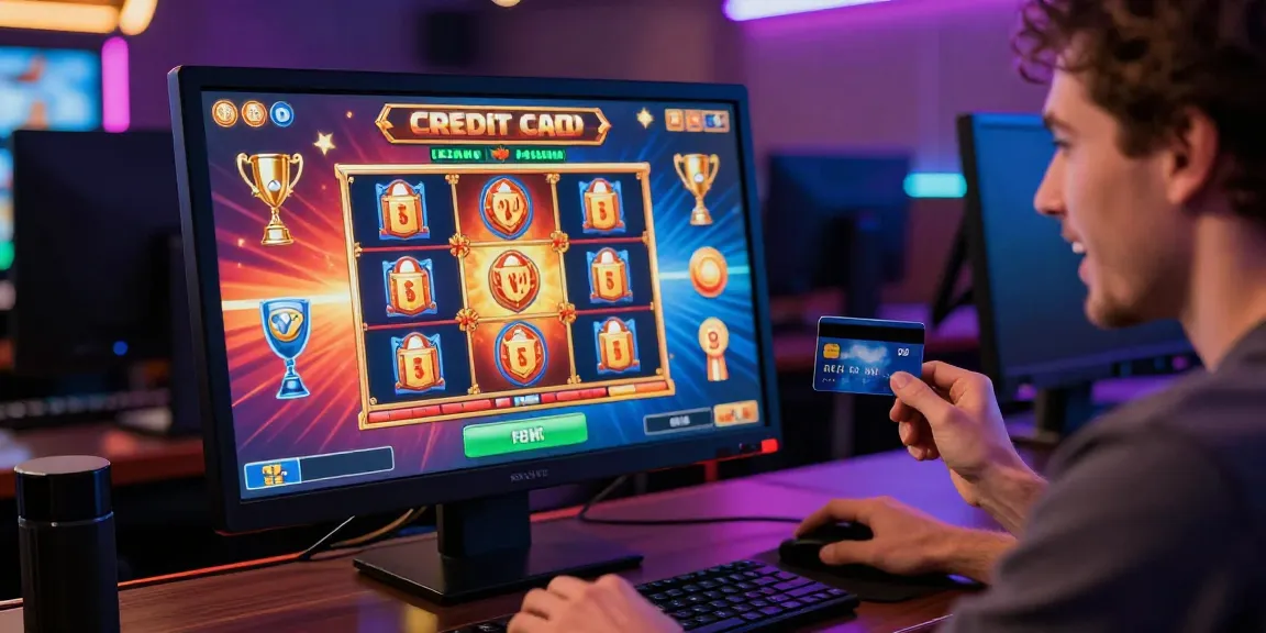 Exciting gaming moment at credit card casinos with player engaging on a vibrant online platform