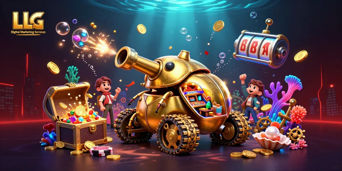 Experience thrilling LLG Digital Marketing Services with a dynamic 3D casino illustration.