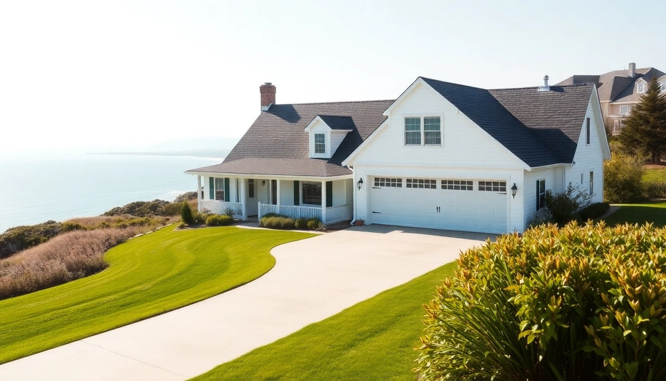 Cape Cod home with an attached garage in a serene coastal setting.