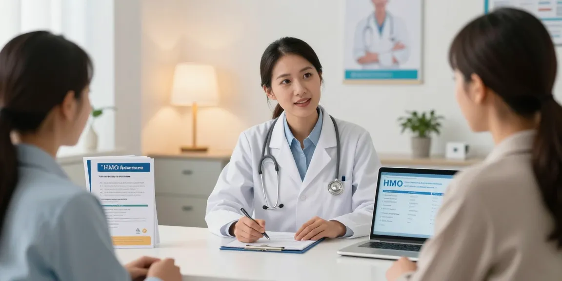 How HMO health insurance plans work in a modern health clinic consultation with a trusted agent.